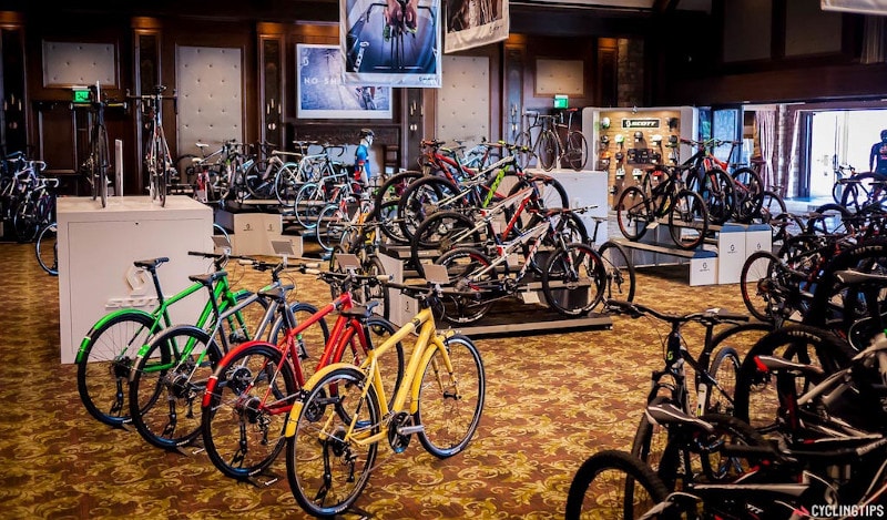 Showroom of mass-produced bicycles